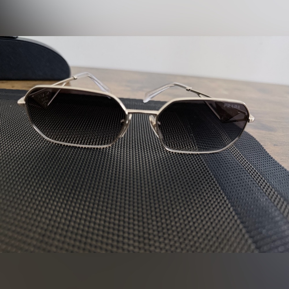 Prada Gold Hexagonal Sunglasses with Dark Lenses - Picture 12 of 12